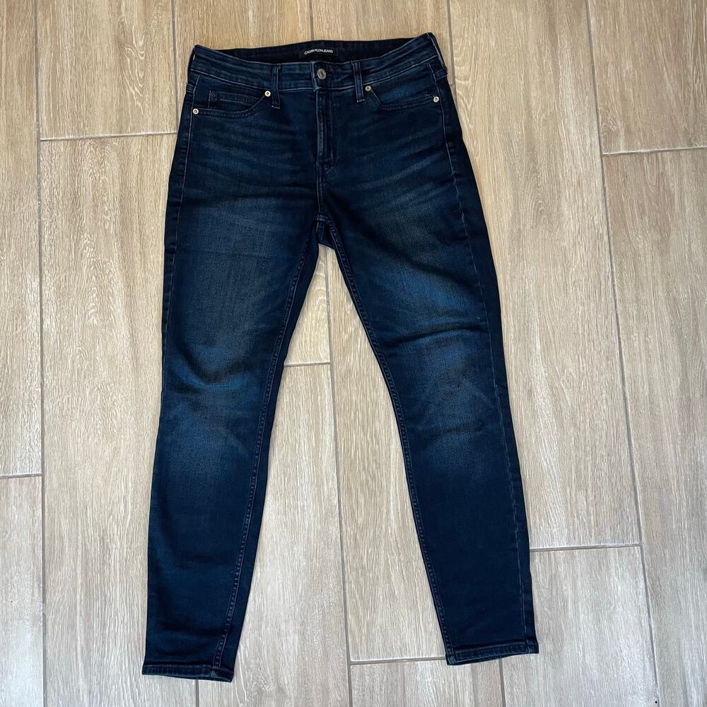 Calvin Klein Jeans Womens 31x30 Dark Wash Mid Rise Skinny Stretch Denim Blue
